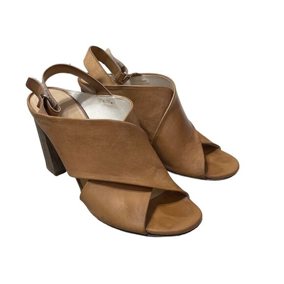 Vince Faine Leather Slingback Sandal Tan Size 8.5 - Picture 1 of 9